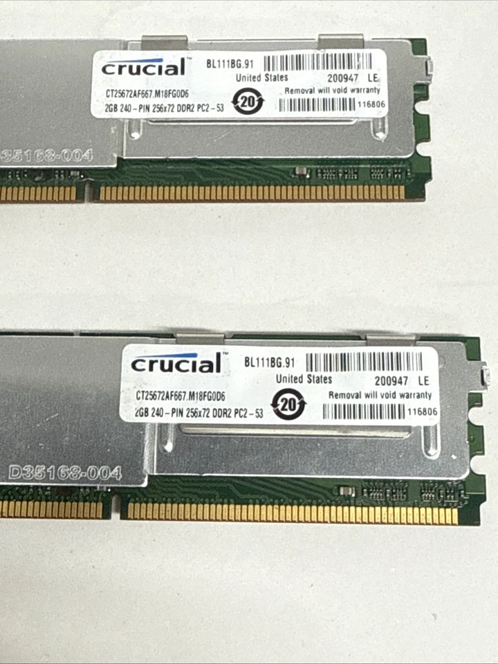 Crucial 8GB 4x2GB ct25672af667.m18fg0d6 240 Pin DDR2 Server Memory - Image 4 of 4