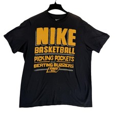 Nike Basketball Shirt Mens 2XL Black Graphic Tee Picking Pockets Buzzers Slogan