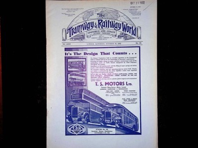 Tramway & Railway World Transport Magazine Oct 15 1932 T.S. Motors Ltd Ad