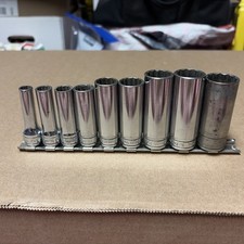 Snap-on 9pc 38 Drive Sae Deep Chrome 12-point Socket Set 516-1316 No Skips Snap-on 9pc 38 Drive Sae Deep Chrome 12-point Socket Set 516-1316 No Skips
