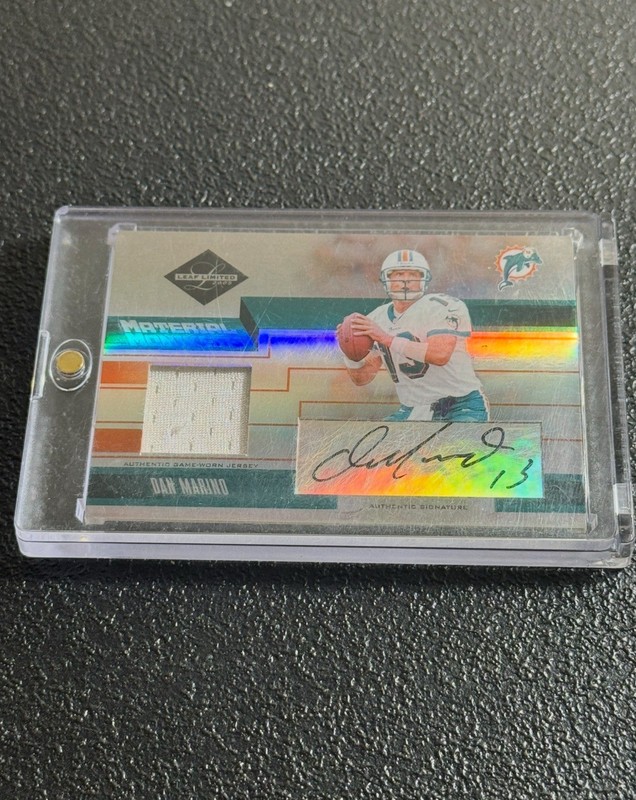 2005 Donruss Leaf Limited Monikers Dan Marino Game Used Prime Patch Auto /25 HOF