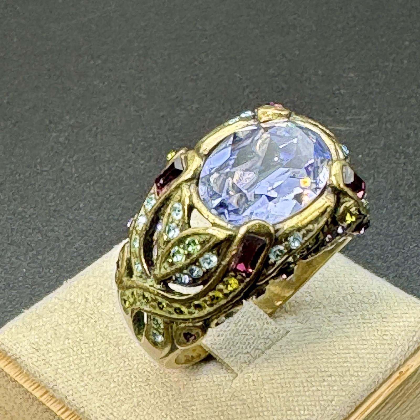 Heidi Daus Statement Ring Goldtone Multi Crystal … - image 15