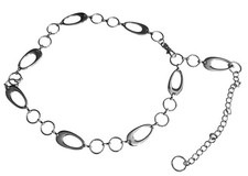 Metal Teardrops and Rings Chain Adjustable Belt Women Silver Y2K Rocker