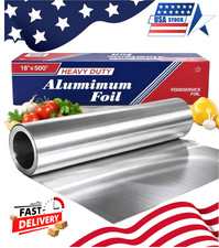 18" x 500 Feet Heavy Duty Aluminum Foil Rolls, Commercial-Grade Wrap, 1 Count