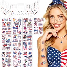 4th of July Glitter Freckles  Patriotic Temporary Tattoos Stickers 110 Pcs