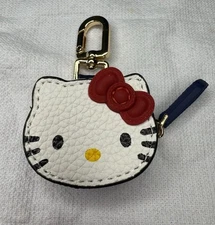Cute Trendy Hello Kitty AirTag Holder Bag Charm Coin Purse Red Bow Designer