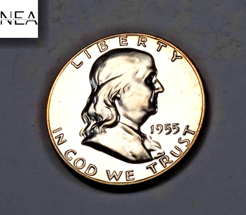 1955 Franklin Half Dollar ~ Gem Proof Light CAMEO ~ Low Mintage (ZH416)
