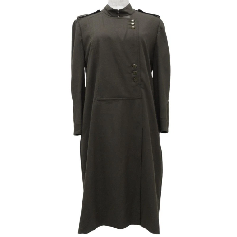 Abito Gucci Hysteria logo bottoni manica lunga lana militare lunghezza ginocchio 200256 Pq