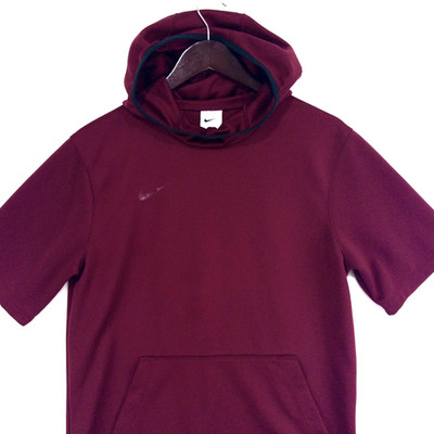 Nike Therma-FIT Hoodie Mens Maroon Short Sleeve Pullover Small