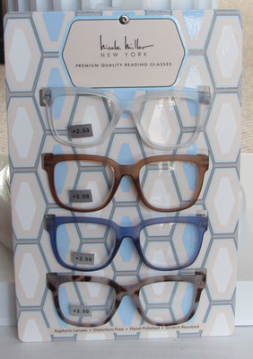 NICOLE MILLER 4-PACK Premium Quality Oversized Reading Glasses Readers NEW
