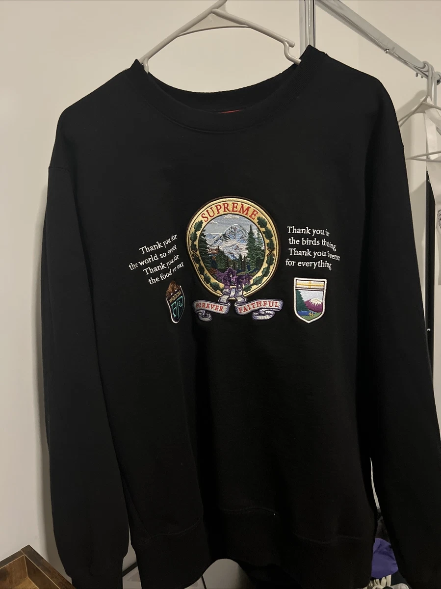 Supreme Black Forever Faithful Mountain Crewneck Sweatshirt FW19