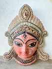Vintage Old Terracotta Clay Hindu Goddess Kali Durga Ambe Face Sculpture Statue