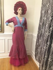 Pink Lace African Dress, Pink African Outfit, Lace Nigerian Dress, Lace