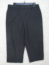 Alfred Dunner Pants Womens 10 Black Dress Straight Leg Cropped Elastic Waist