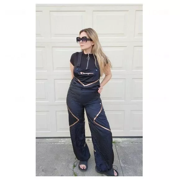 Makkelijk in de omgang kromme Doorzichtig CHAMPION Women&#039;s Nylon Overalls Jumpsuit Rose Sleeveless Gold Black  Size Small | eBay