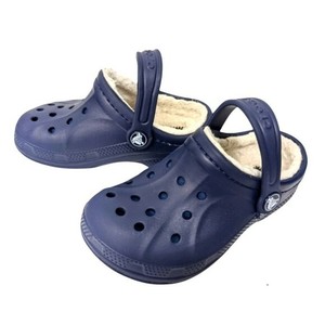 navy fuzzy crocs