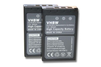 2x Akku 900mAh für Olympus D-SLR E400 E-620 E-410 E-420 E-450 E-600 E-400