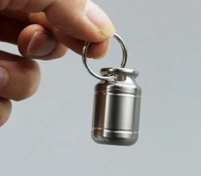 EDC Titanium Portable Waterproof Pill Case Outdoor Survival Key chain Seal Tank 