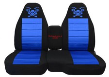 Truck Seat Covers Fits 98-03 Ford Ranger 60-40 Hiback Blk Med Blue Skull Truck Seat Covers Fits 98-03 Ford Ranger 60-40 Hiback Blk Med Blue Skull
