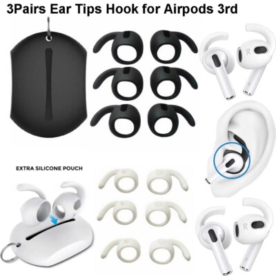 3Pairs Silicone Ear Tips Hooks for Airpods 3rd Generation Anti
