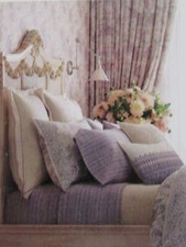 Ralph Lauren ALESSANDRA Purple Trim Linen Blend European Shams Set 2 NIB