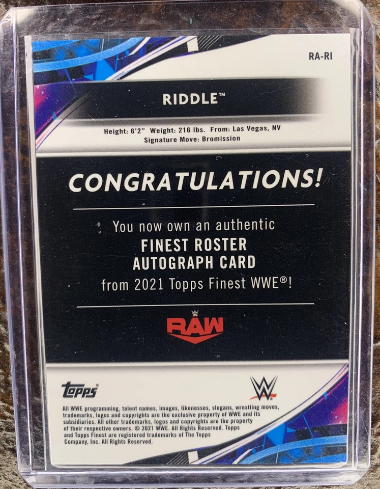 2021 Topps Finest WWE Riddle Roster Autograph Gold Refractor /50 - Image 2 of 2