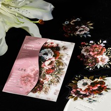 20Pcs Dark Flowers Blooms Stickers PET Scrapbooking Journaling Card DIY Collage