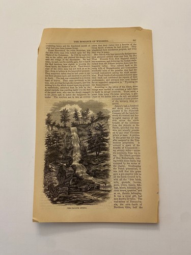 The Falling Spring Periodic Intermittent Spring Wyoming Valley c. 1858 Engraving