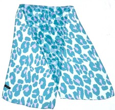 Jones New York Sheer Silk Scarf Teal Green Lavender Purple Abstract Spots Long