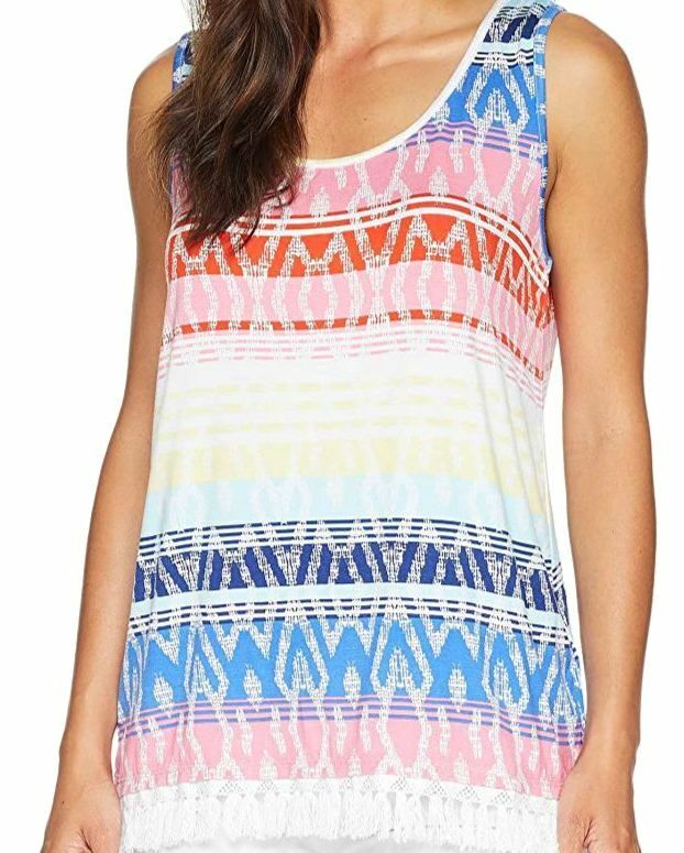 Tribal Women's Cami Shirt - Lace Overlay Embroidery Mesh Tank Top - View #5