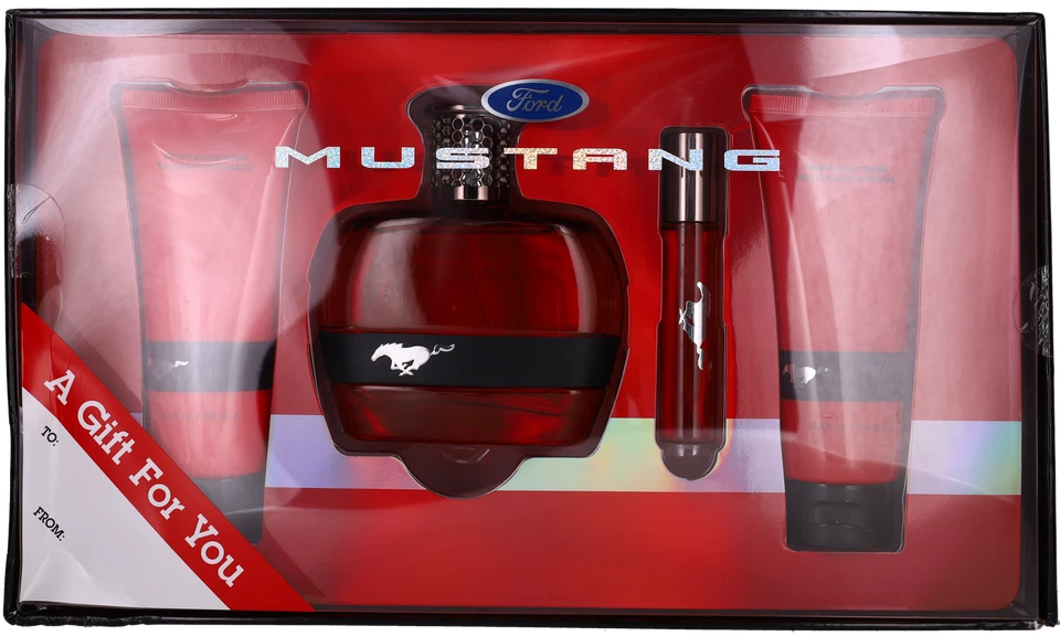 Red by Ford Mustang Men:EDT Spray+Mini+ASB+SG 3.4oz+0.5oz + 3.4oz SW New - Image 1 of 1