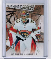 2021-22 SP Game Used Spencer Knight Gold Fragment Authentic Rookies #'ed 13/25