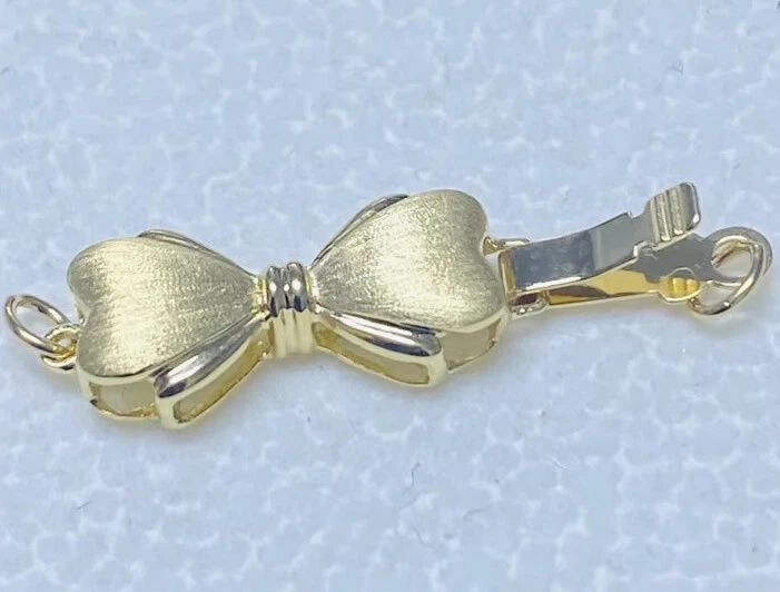 Pure AU750 18K Solid Gold Bow Clasp For Bracelet Necklace Jewelry DIY Findings - Image 4 of 4