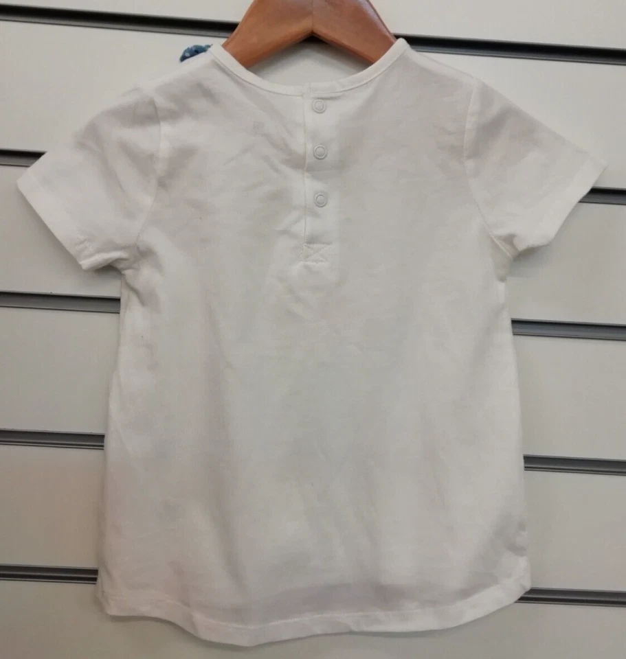 LA REDOUTE GIRLS WHITE BOW DETAIL SHOULDER T - SHIRT AGE 3 YEARS NEW (ref 615) - Image 2 of 2