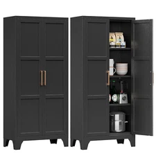 Pantry Cabinets Kitchen Storage Cabinet Metal Cabinet w/3 Adjustable Shelves