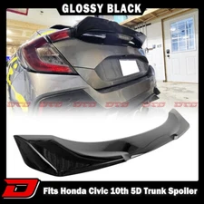 2016+ Fits Honda Civic 10th X 5D Hatchback DTO Rear Trunk Spoiler Color Black