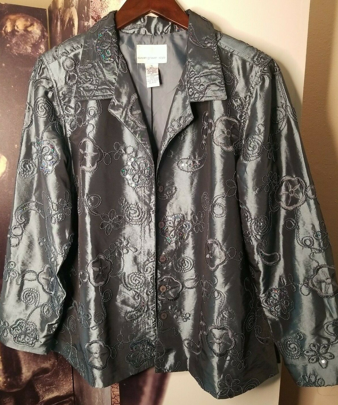 Susan Graver Style Button Down Sequin Embroidered… - image 2