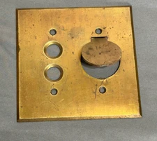 Antique ARROW ELECTRIC brass Edison socket PUSH BUTTON switch OUTLET COVER 1920s