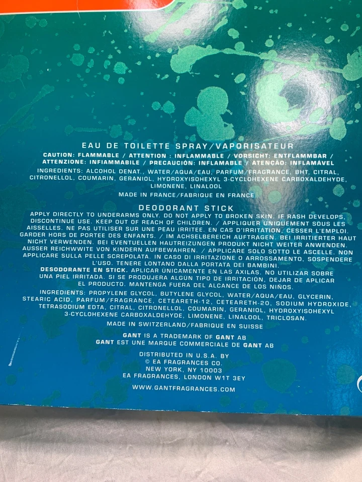 GANT LÍQUIDO 50ML EDT SPRAY/30ML DESODORANTE EN BARRA (JUEGO DE REGALO) Foto 4 de 4