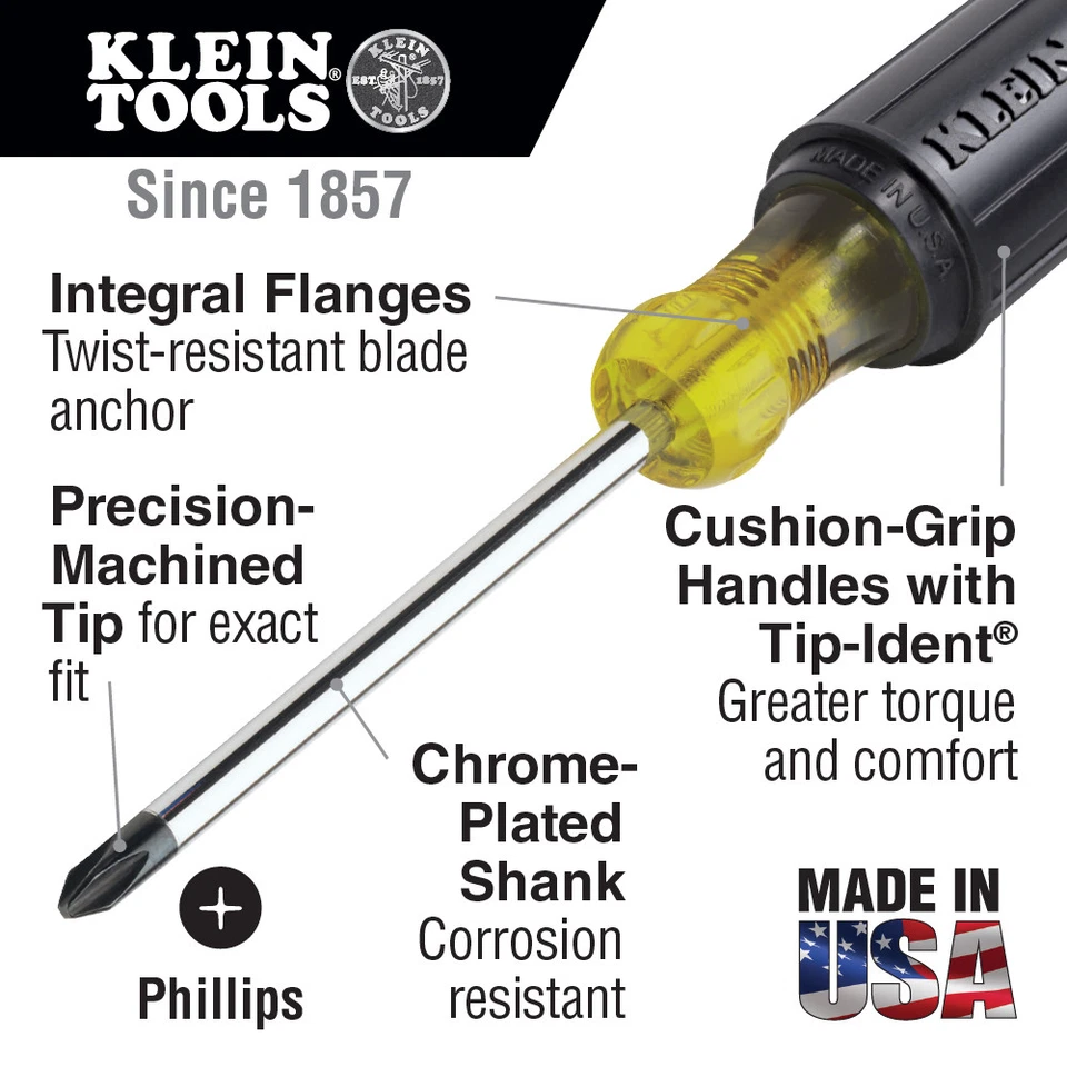 Klein Tools 603-1 Stubby Screwdriver, #2 Phillips, 1-1/2-Inch Shank - Image 2 of 2