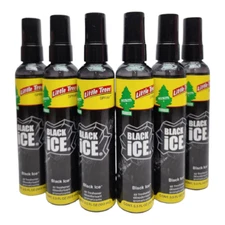 Little Trees 3.5oz Pump Spray Car, Home and Office Air Freshener, Black Ice -6PK