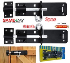 2 x BRENTON PAD BOLT Gate LOCK Slide Bolt Shed Door BOLT Black 6" New