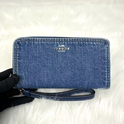 【COACH】Long Zip Around Wallet In Denim Coach Long Zip Around Wallet In Signature Denim | Brixton Baker