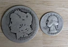 Silver Coin Mixed Lot - Morgan Dollar 1888-O & Washington Quarter 1936