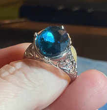 Genuine London Blue Topaz Ring Stamped 925 Sterling Silver Oval 12x8mm Size 7.5
