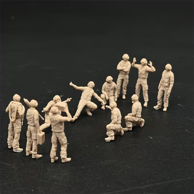 Modern US Navy Aircraft Carrier Deck Crew 11 unbemalte Resin Figuren im Maßstab 1:72
