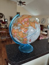 GLOBEMASTER 12 Inch Diameter Textured Globe Blue Stand Replogle Made in USA