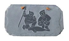 Canada Inuit Siku Native Art Carved Soapstone Relief Wall Hanging Handmade