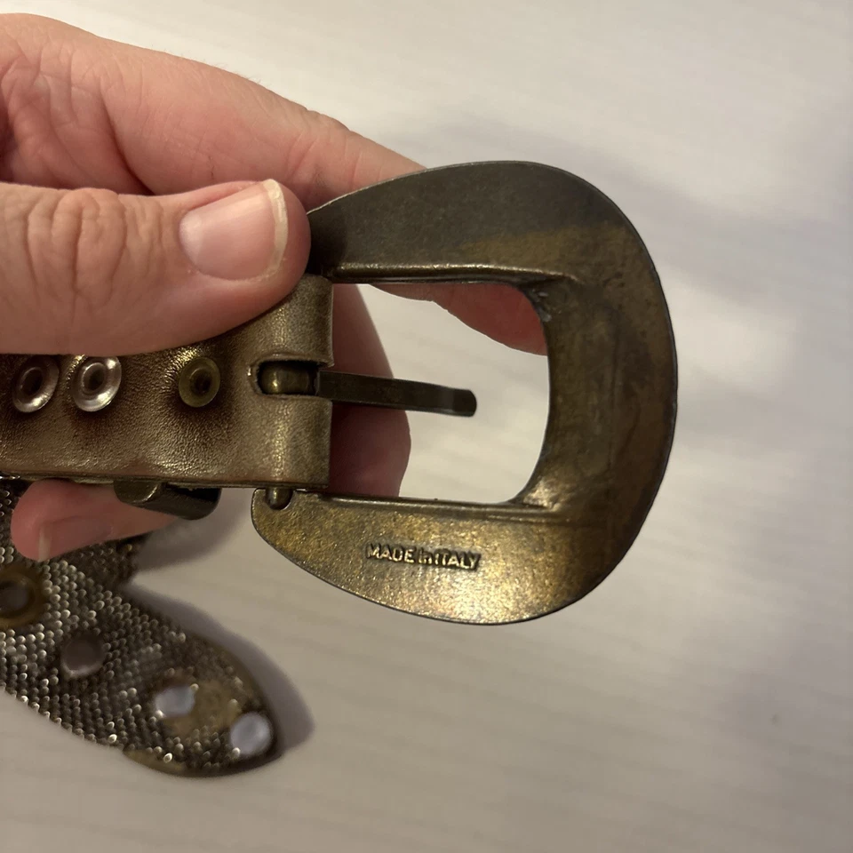 Cinturón Western Cuerda Oro Cadena Malla Cinturón 30 Cintura Hecho en Italia De Colección Todo Metal Foto 3 de 4