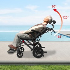 All Terrain Reclining Foldable Wheelchair For Adult 90-175 w/Removable Headrest